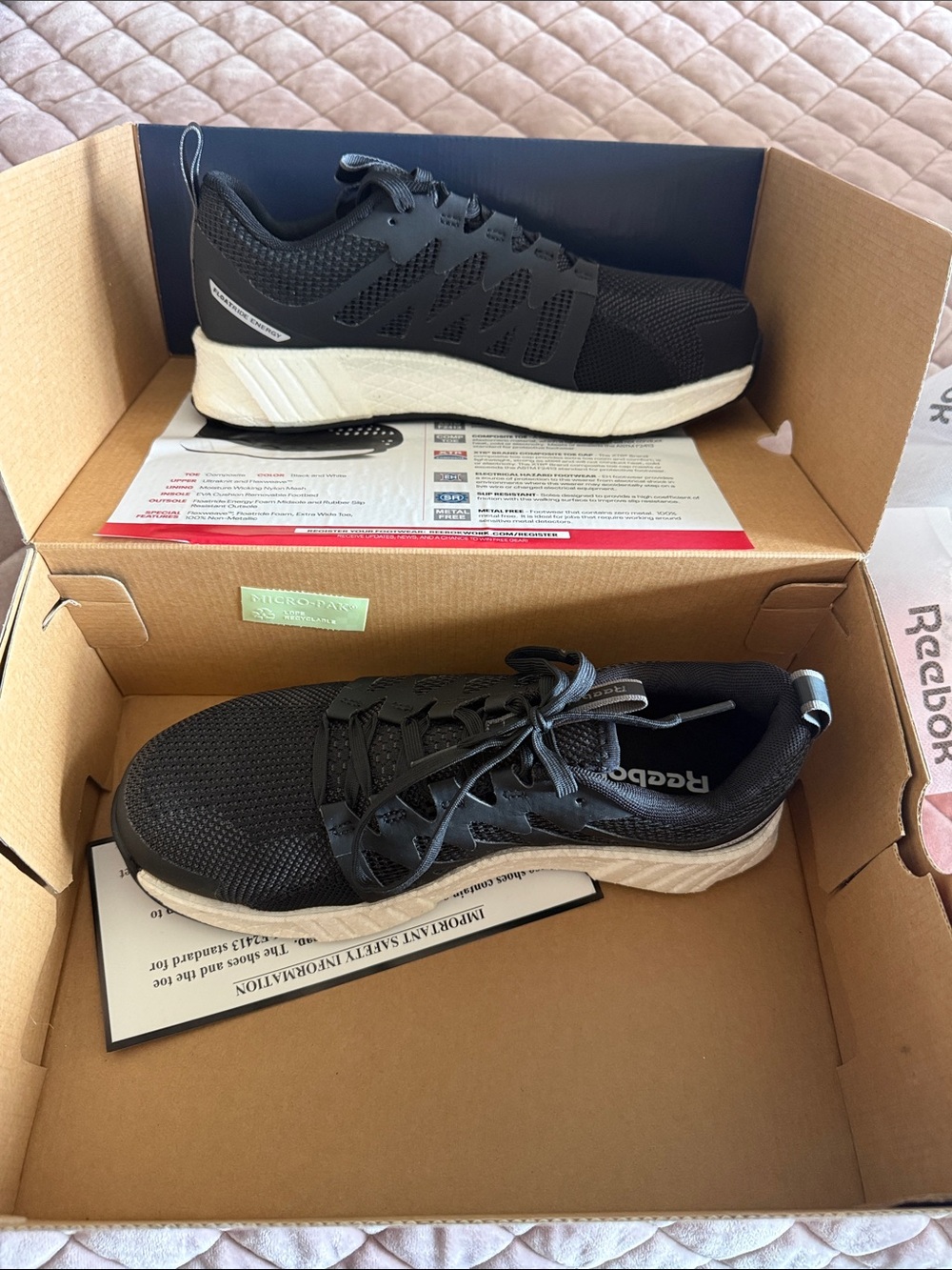 Reebok women’s Fusion Flexweave Work Shoe Black and White Sneakers